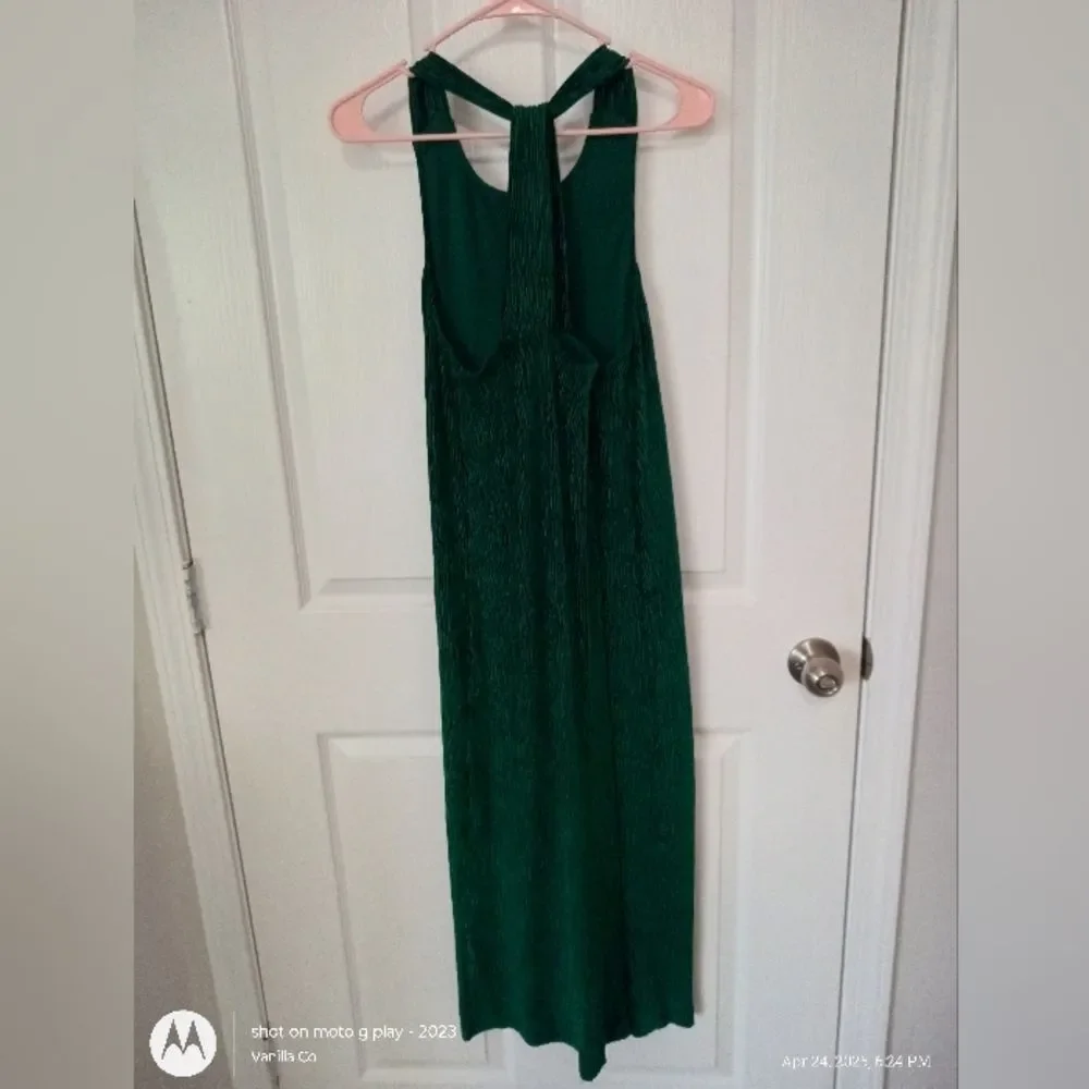 NEW ANTHROPOLOGIE Maeve Adrienne Twist Back Velvet Midi Dress Green Size S - Picture 4 of 10
